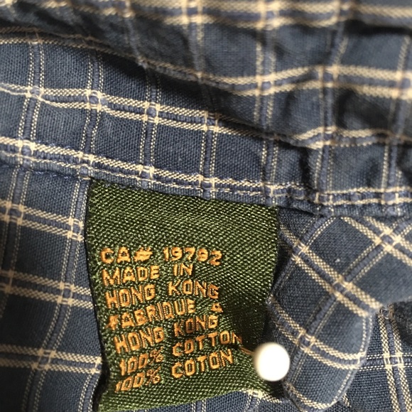 Timberland Button down short sleeve blue plaid shirt Lg EUC - Picture 7 of 13